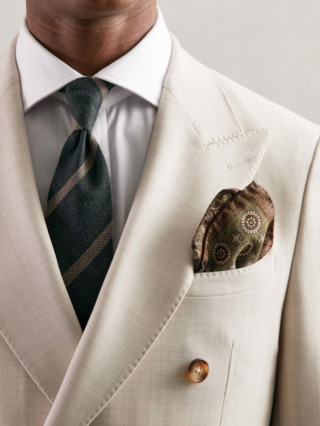 Silk Medallion Paisley Pocket Square Sage | Mens