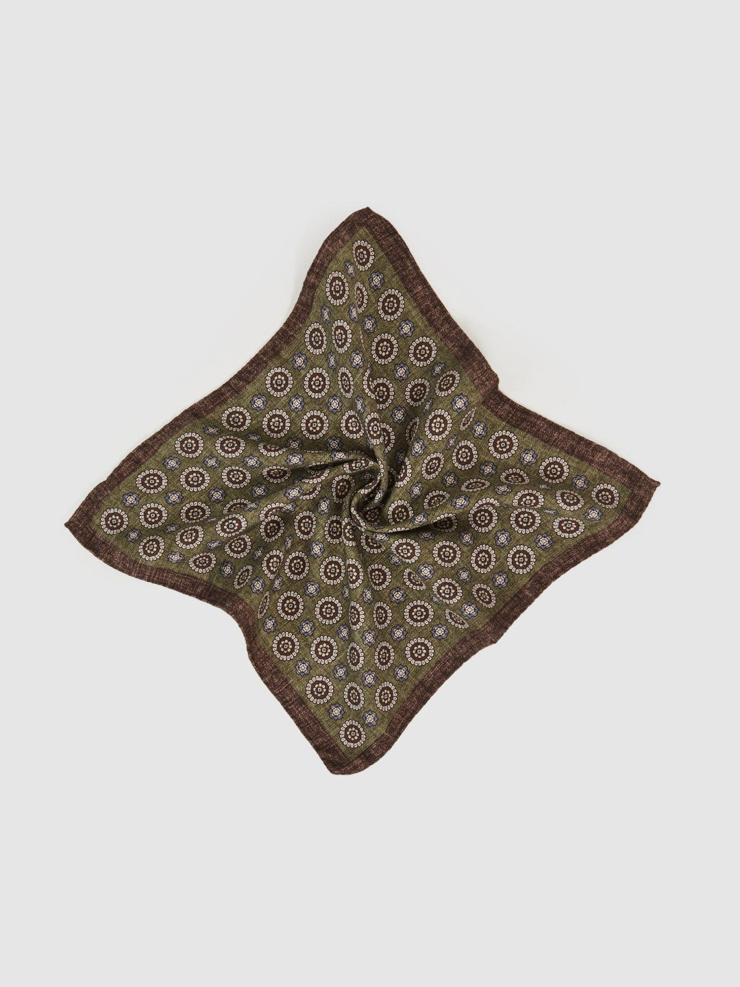 Silk Medallion Paisley Pocket Square Sage | Mens