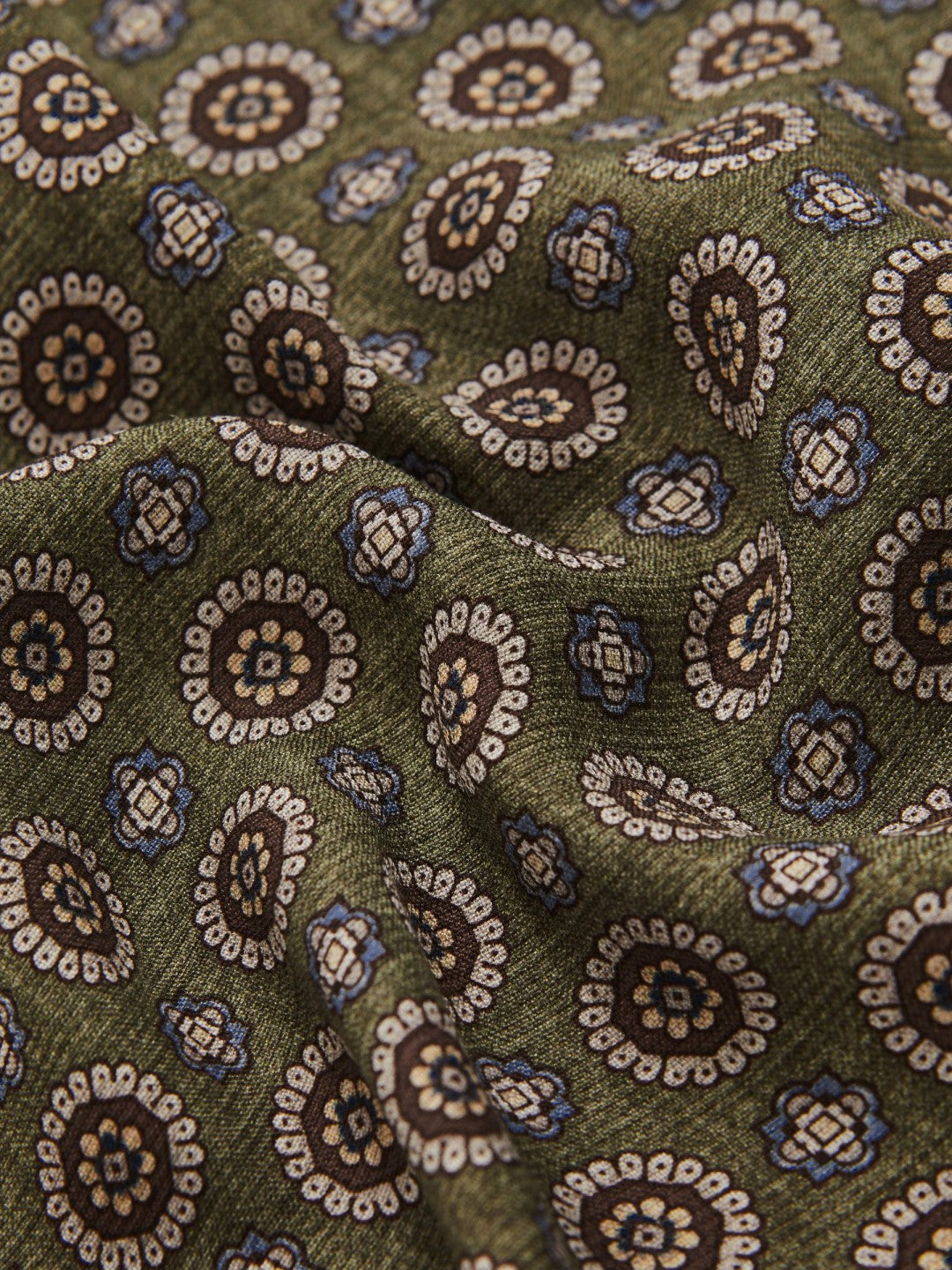Silk Medallion Paisley Pocket Square Sage | Mens