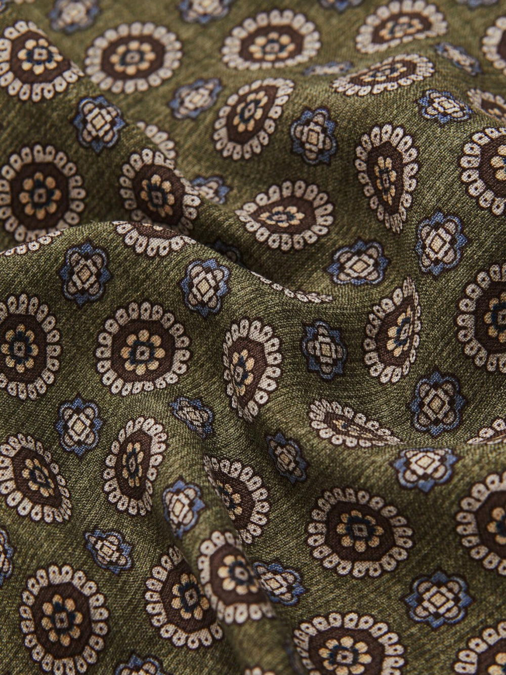 Silk Medallion Paisley Pocket Square Sage | Mens