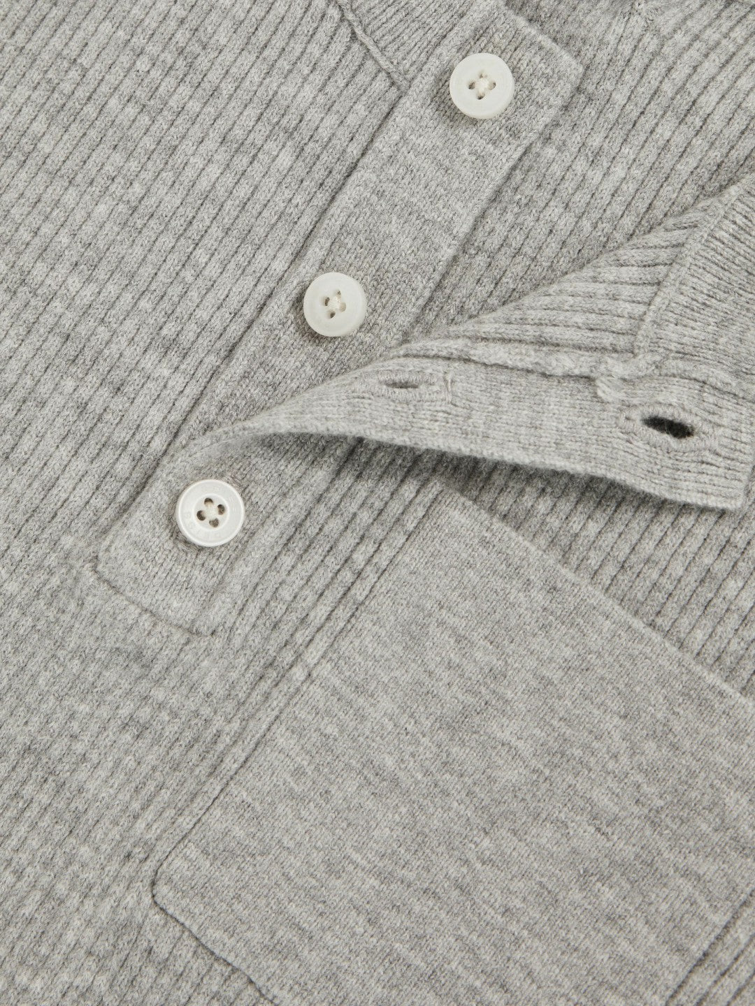 9-13 yrs Cotton-Blend Rib-Knit Henley Top Mid Grey Melange | Children