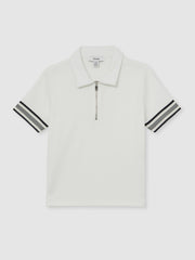 9-13 yrs Textured Half Zip Polo Shirt White | Children