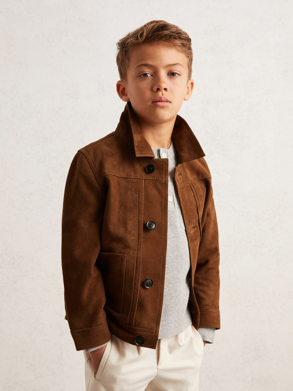 13-14 yrs Suede Worker Jacket Tobacco Brown | Children