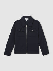 3-9 yrs Interlock Zip Through Overshirt Navy Blue | Children