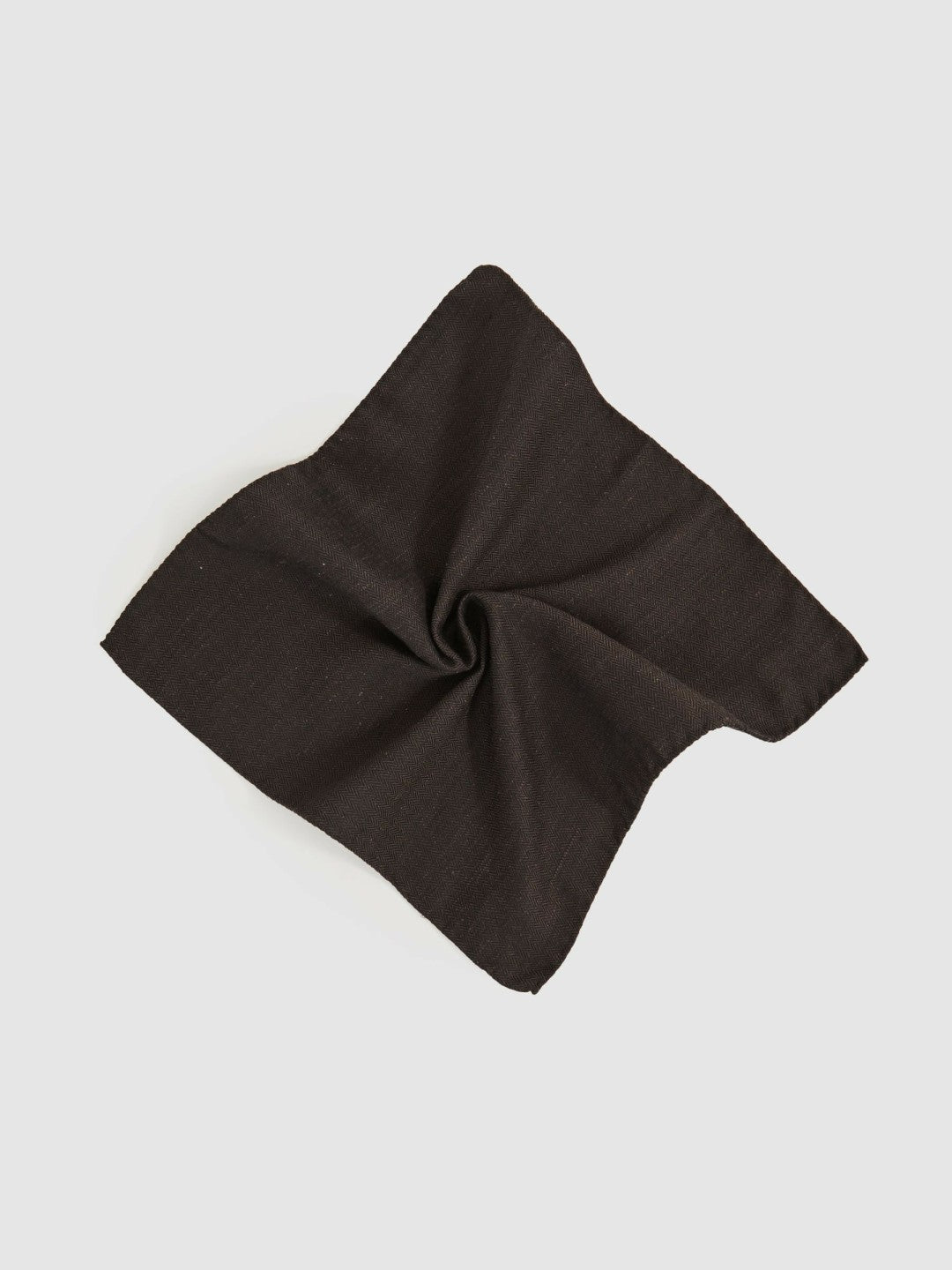 Silk Blend Herringbone Pocket Square Chocolate Brown | Mens