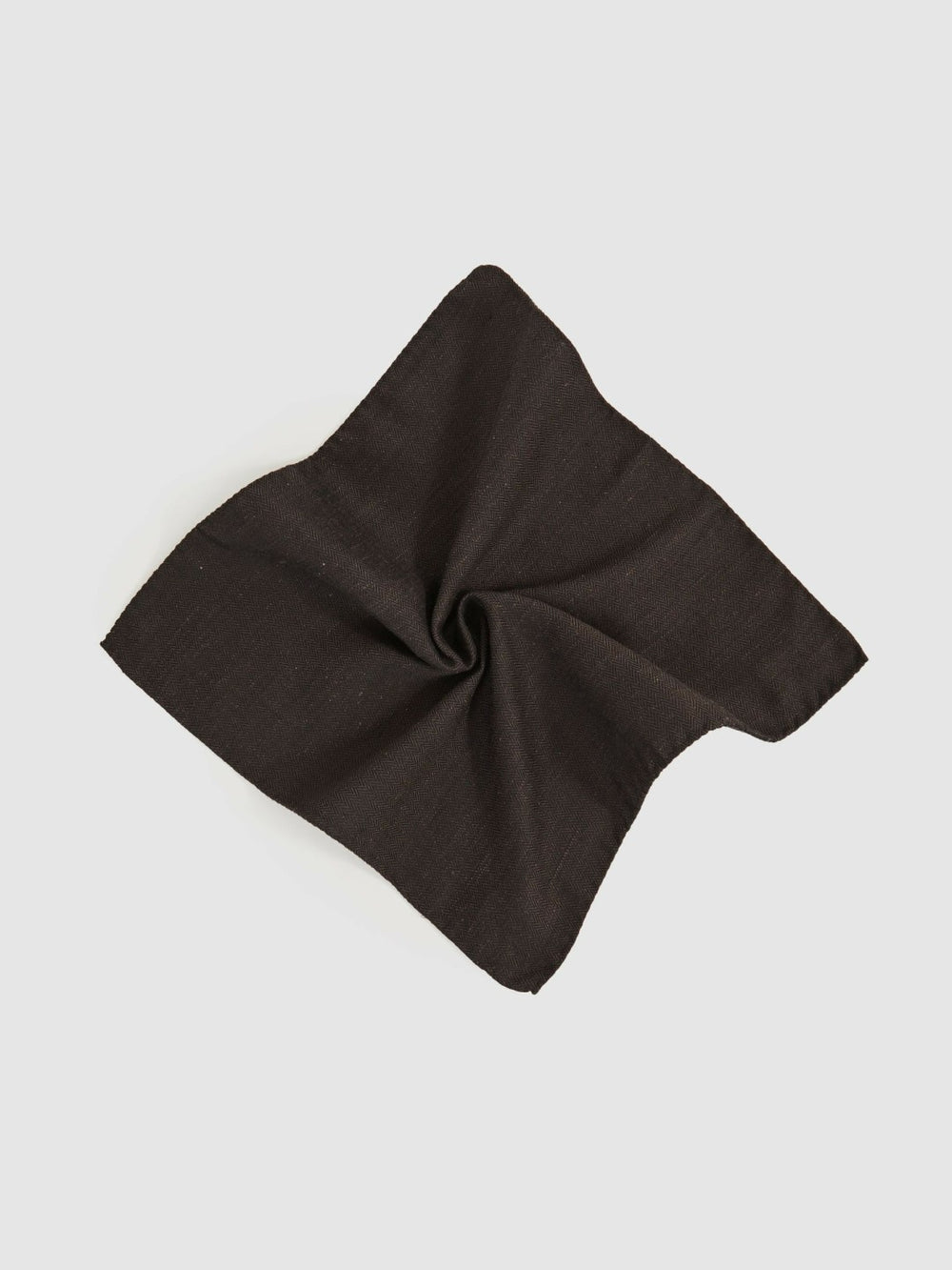 Silk Blend Herringbone Pocket Square Chocolate Brown | Mens