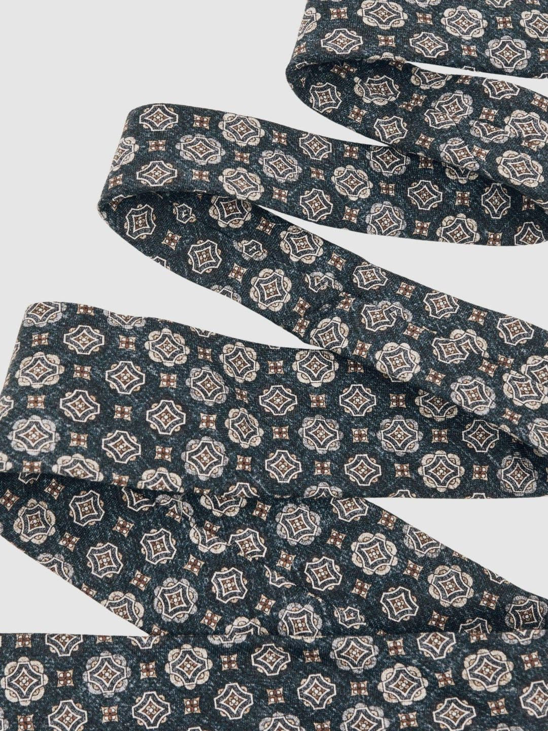 Silk Medallion Print Tie Indigo Melange | Mens