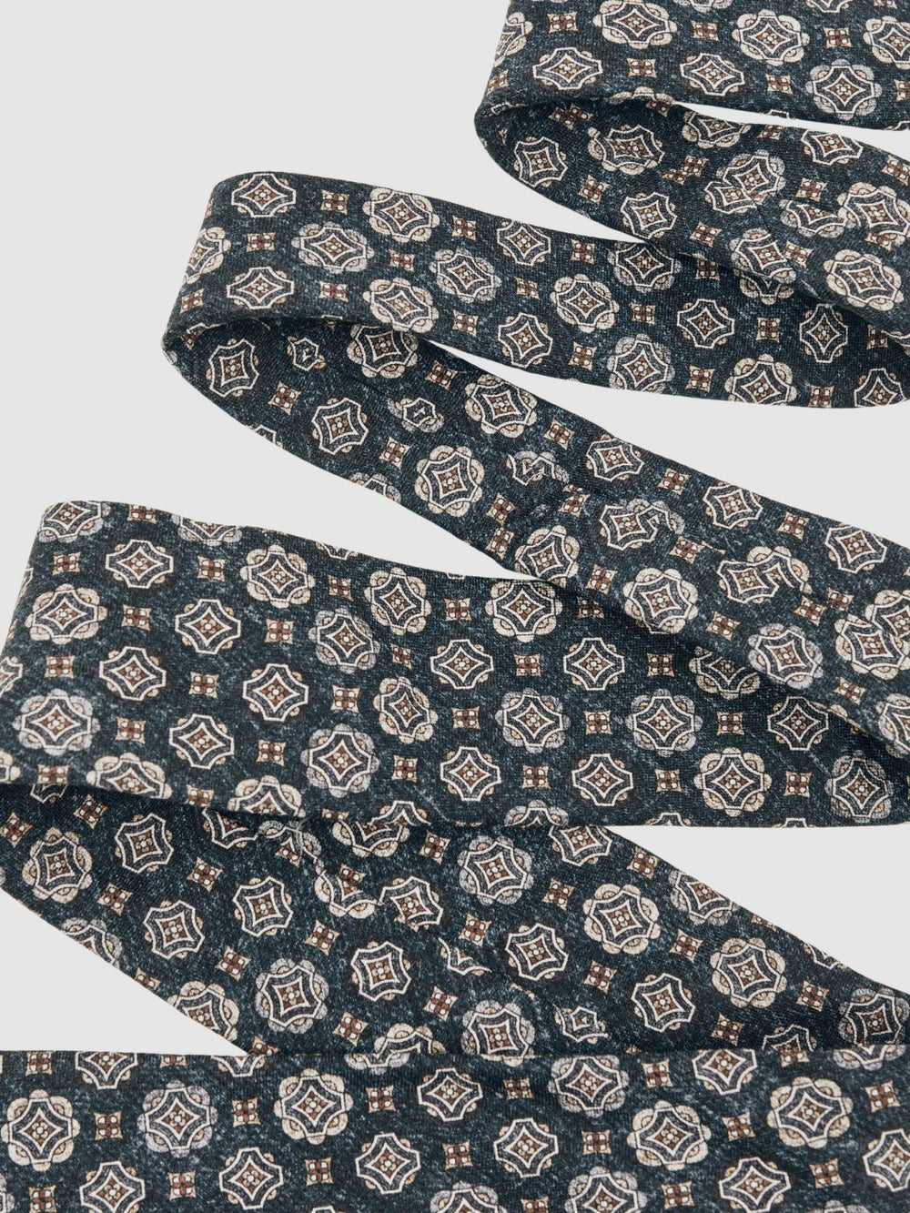 Silk Medallion Print Tie Indigo Melange | Mens