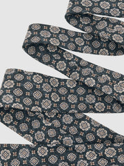 Silk Medallion Print Tie Indigo Melange | Mens
