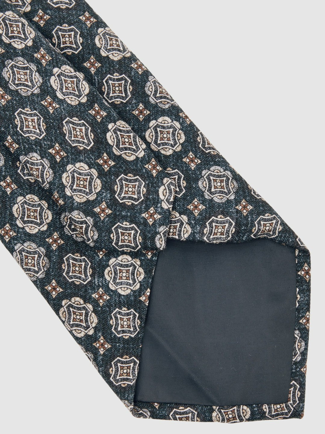 Silk Medallion Print Tie Indigo Melange | Mens