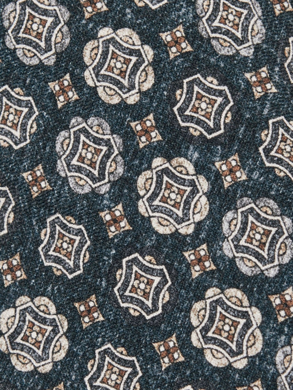 Silk Medallion Print Tie Indigo Melange | Mens