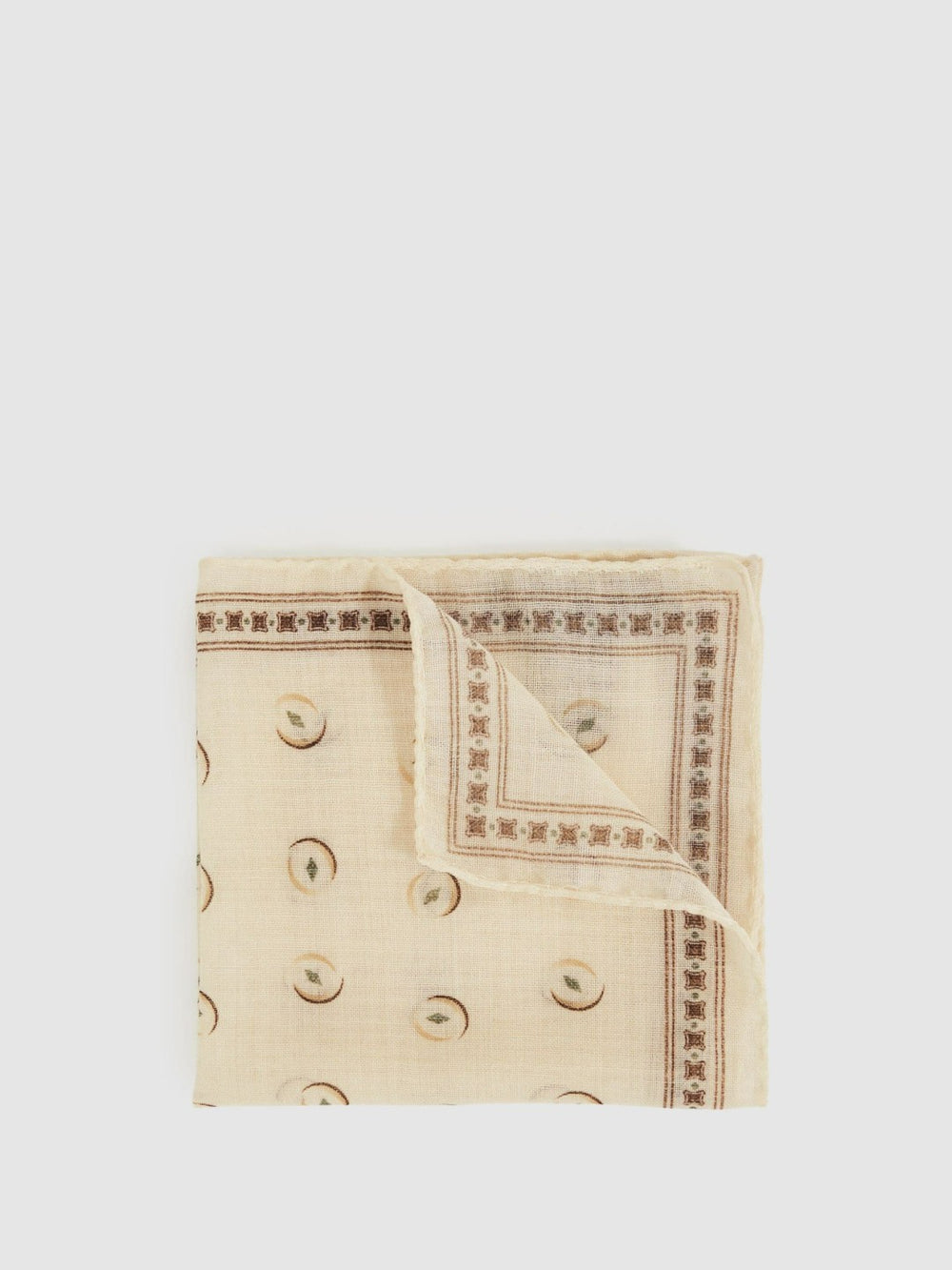 Wool Motif Print Pocket Square Off White | Mens