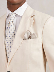 Wool Silk Textured Pocket Square Oatmeal | Mens