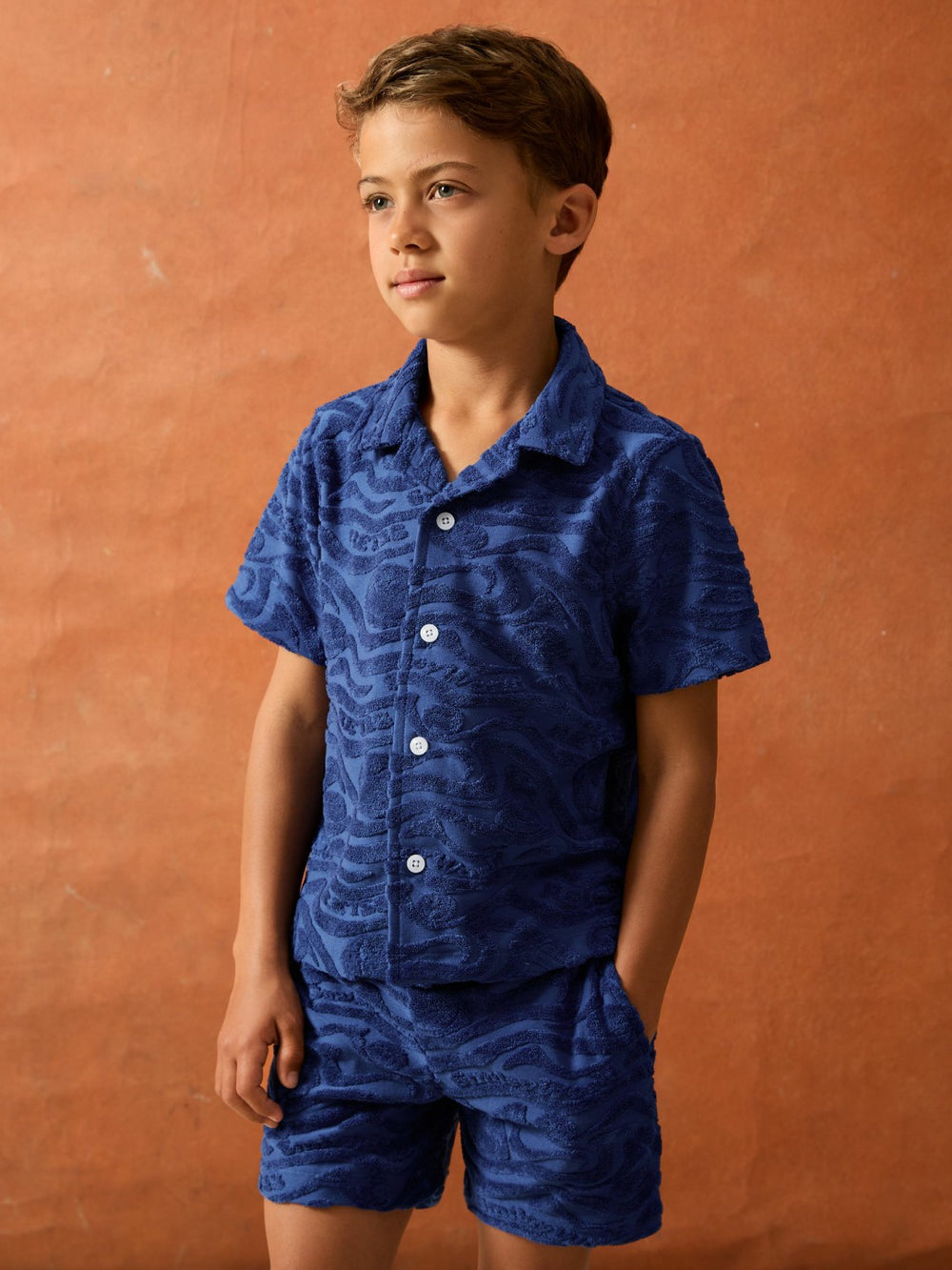 9-13 yrs SmileyWorld Wave Texture Shirt Bright Blue | Children