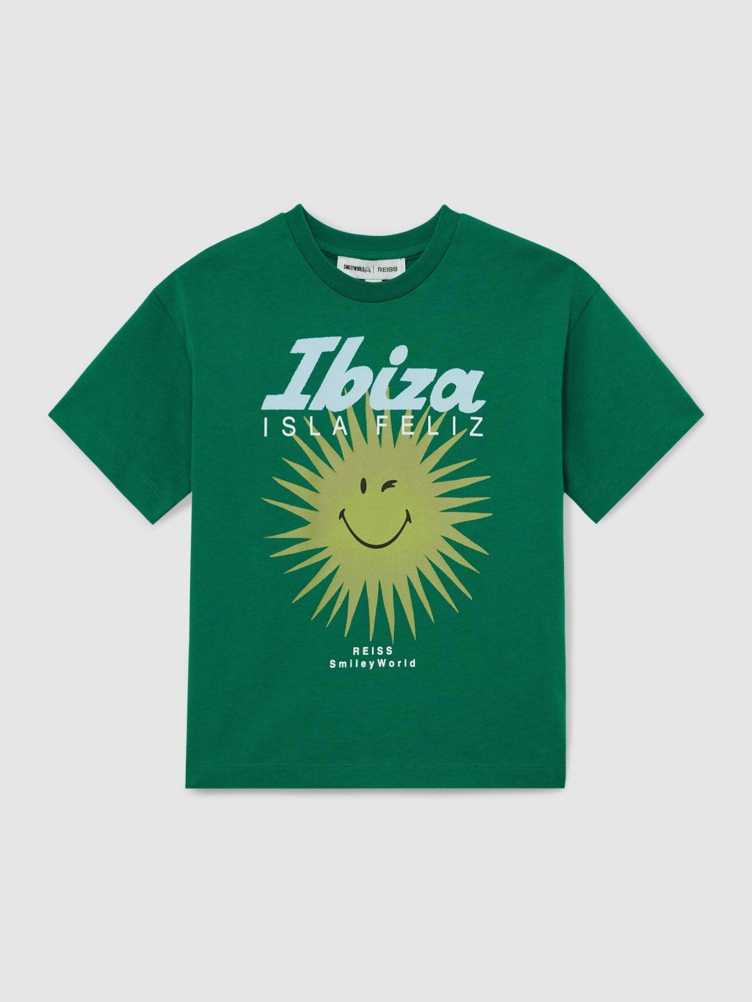 13-14 yrs SmileyWorld Sun Motif T-Shirt Bright Green | Children