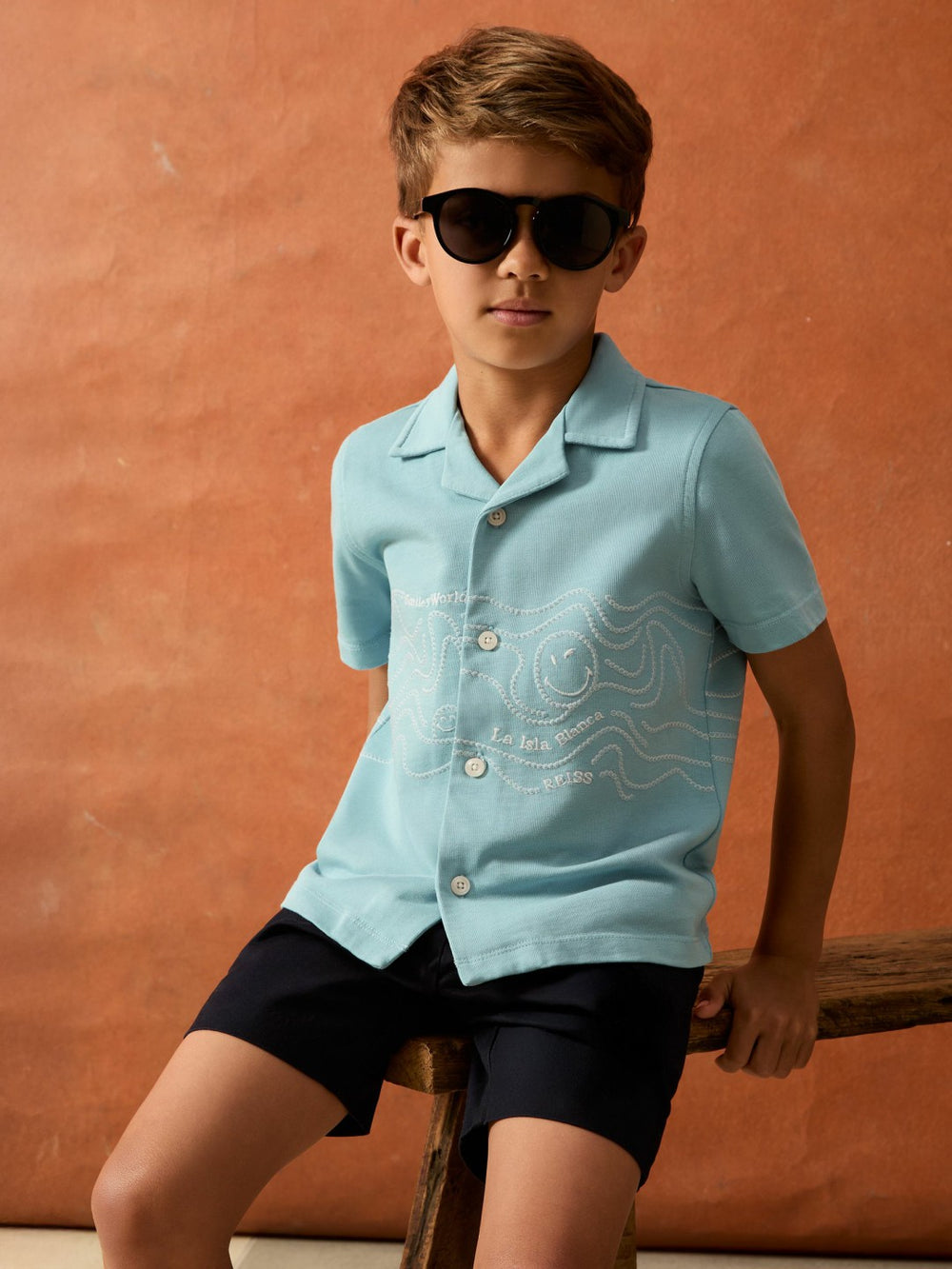 9-13 yrs SmileyWorld Embroidered Shirt Sky Blue | Children