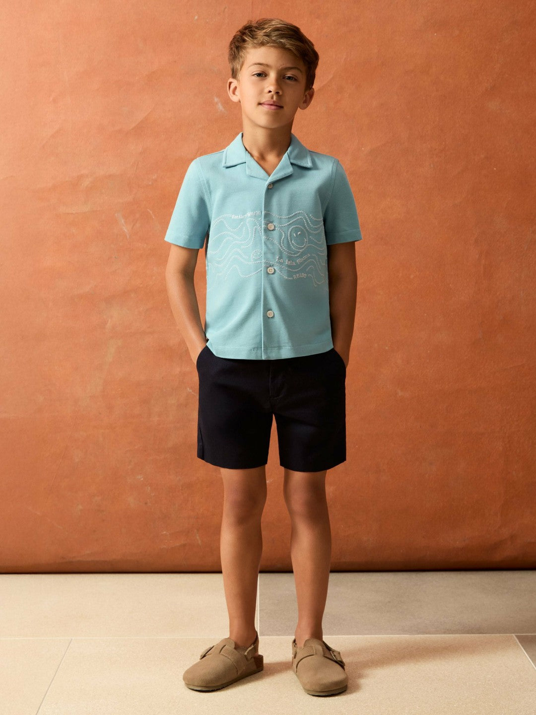 9-13 yrs SmileyWorld Embroidered Shirt Sky Blue | Children