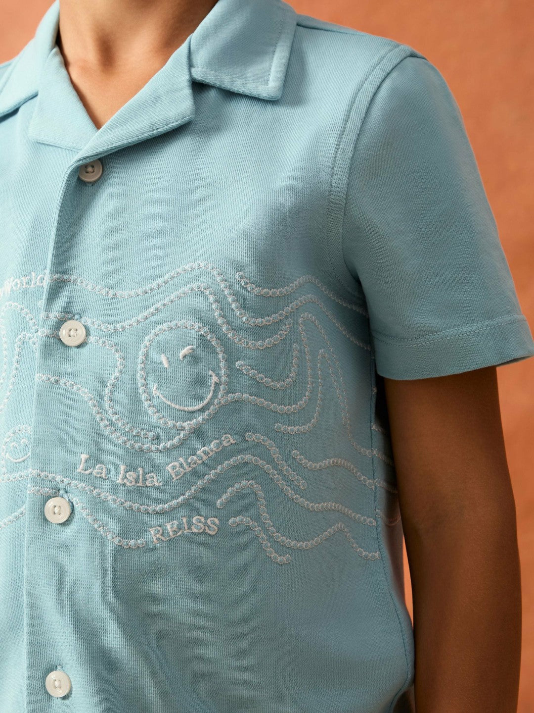 9-13 yrs SmileyWorld Embroidered Shirt Sky Blue | Children