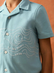 9-13 yrs SmileyWorld Embroidered Shirt Sky Blue | Children