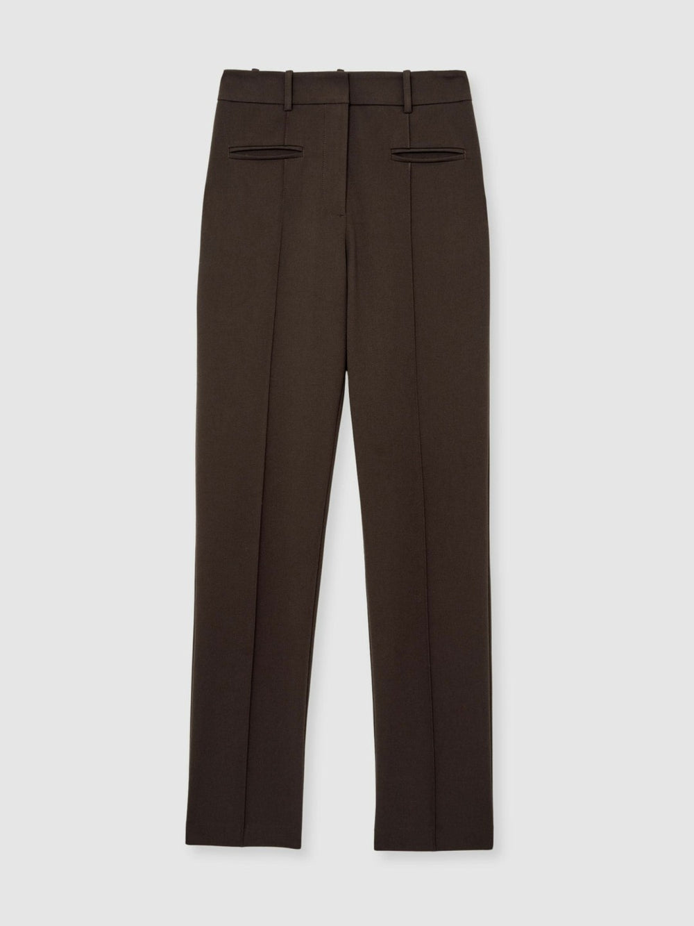 Petite Pintuck Tapered Trousers Chocolate Brown | Womens