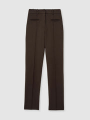 Petite Pintuck Tapered Trousers Chocolate Brown | Womens
