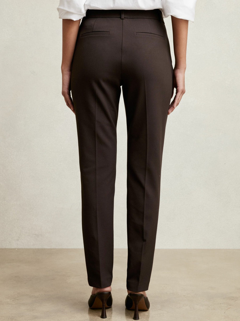 Petite Pintuck Tapered Trousers Chocolate Brown | Womens