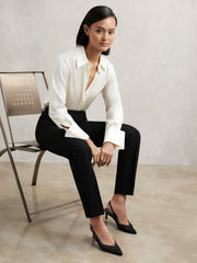 Pintuck Tapered Trousers Black | Womens