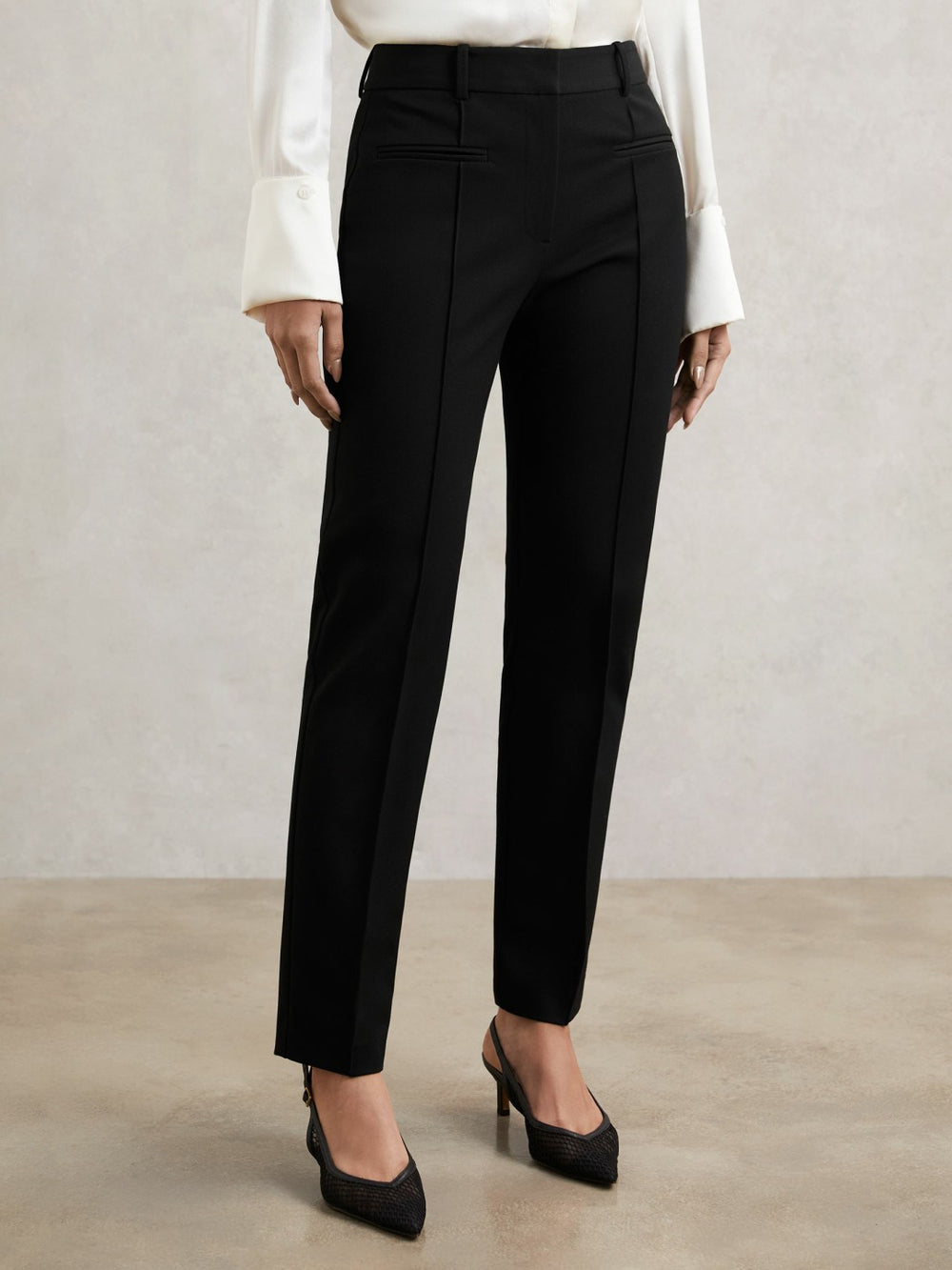 Pintuck Tapered Trousers Black | Womens
