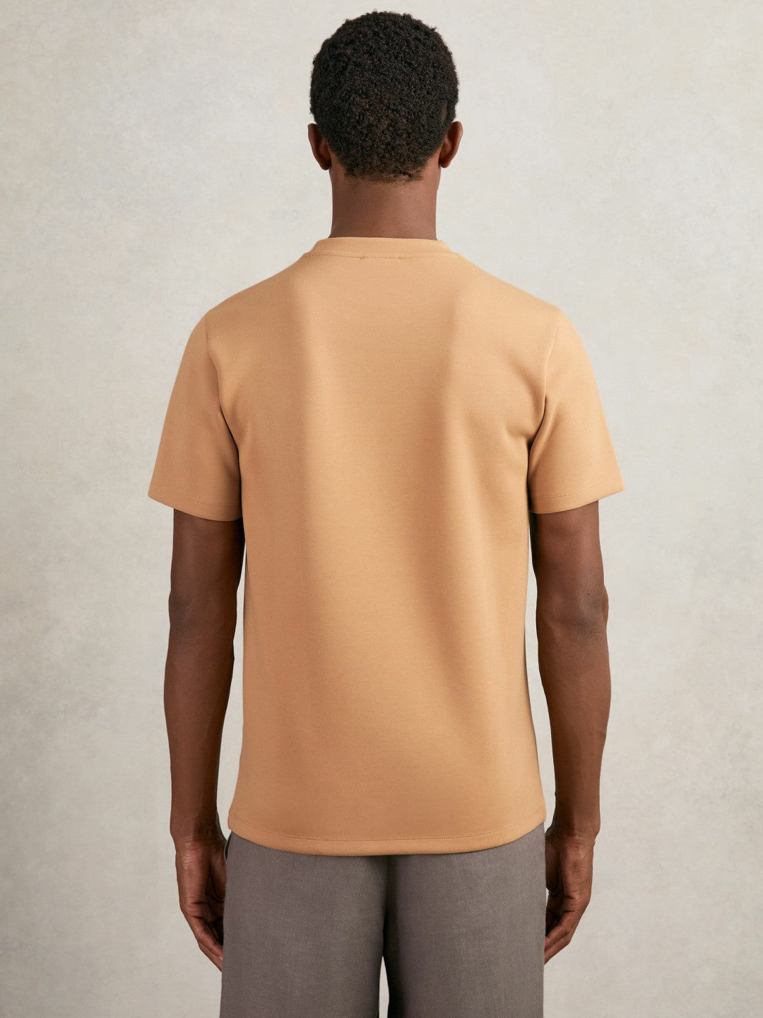 Interlock Jersey Crew Neck T-Shirt Light Camel Brown | Mens