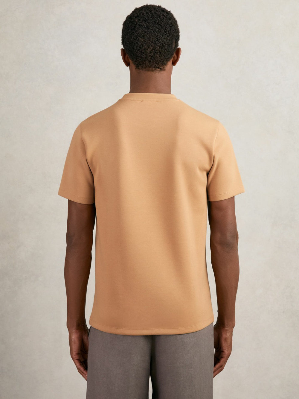 Interlock Jersey Crew Neck T-Shirt Light Camel Brown | Mens