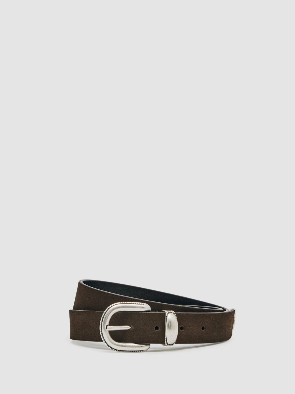 Suede Western-Style Belt Dark Brown | Mens