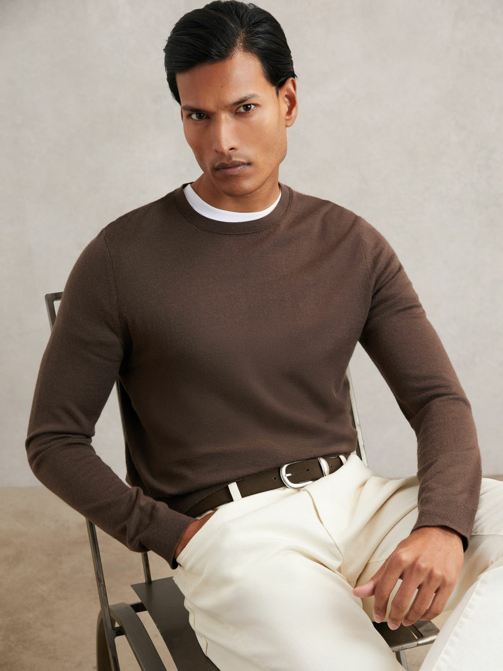 Suede Western-Style Belt Dark Brown | Mens