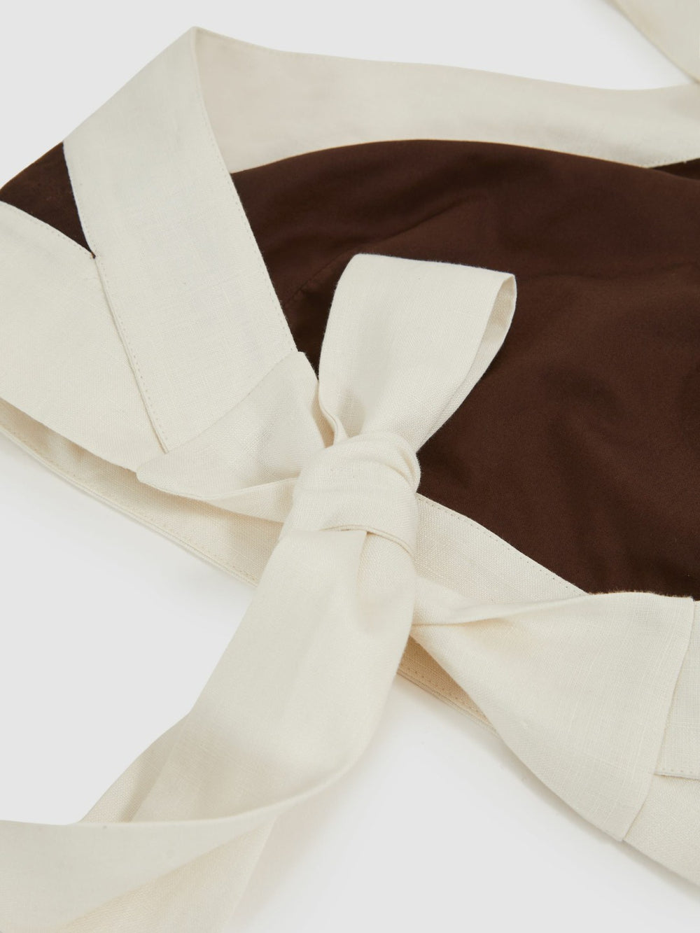 Linen Halterneck Cropped Top Chocolate/Cream | Womens