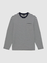 Striped Crew-Neck T-Shirt Navy/White | Mens
