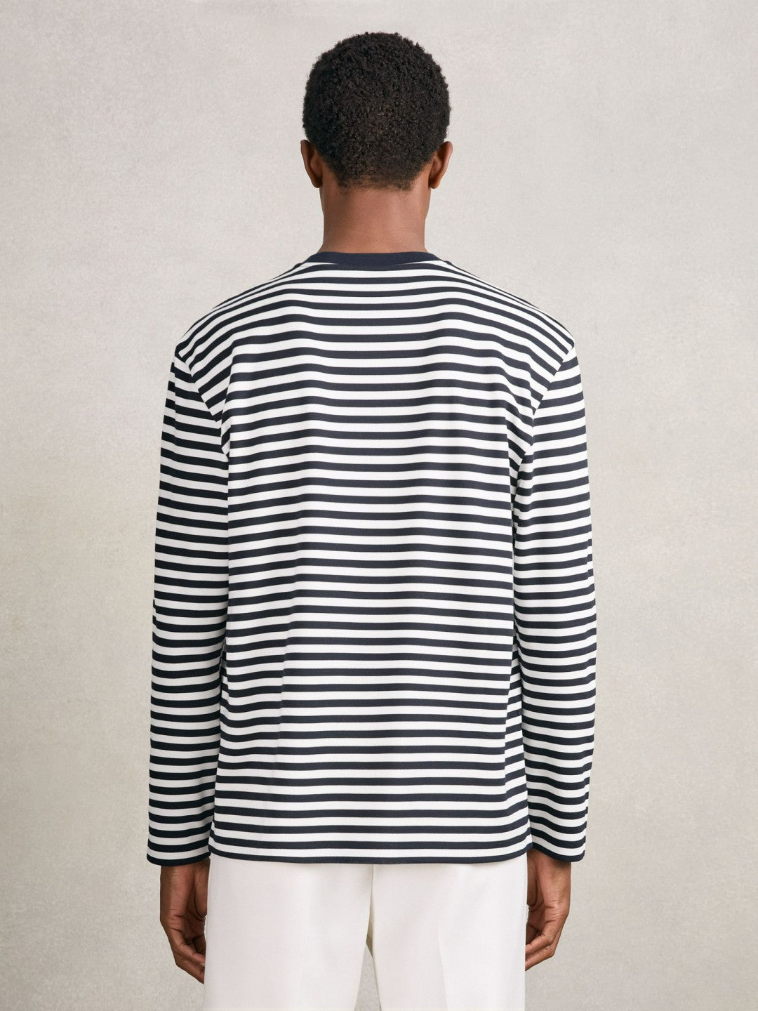 Striped Crew-Neck T-Shirt Navy/White | Mens
