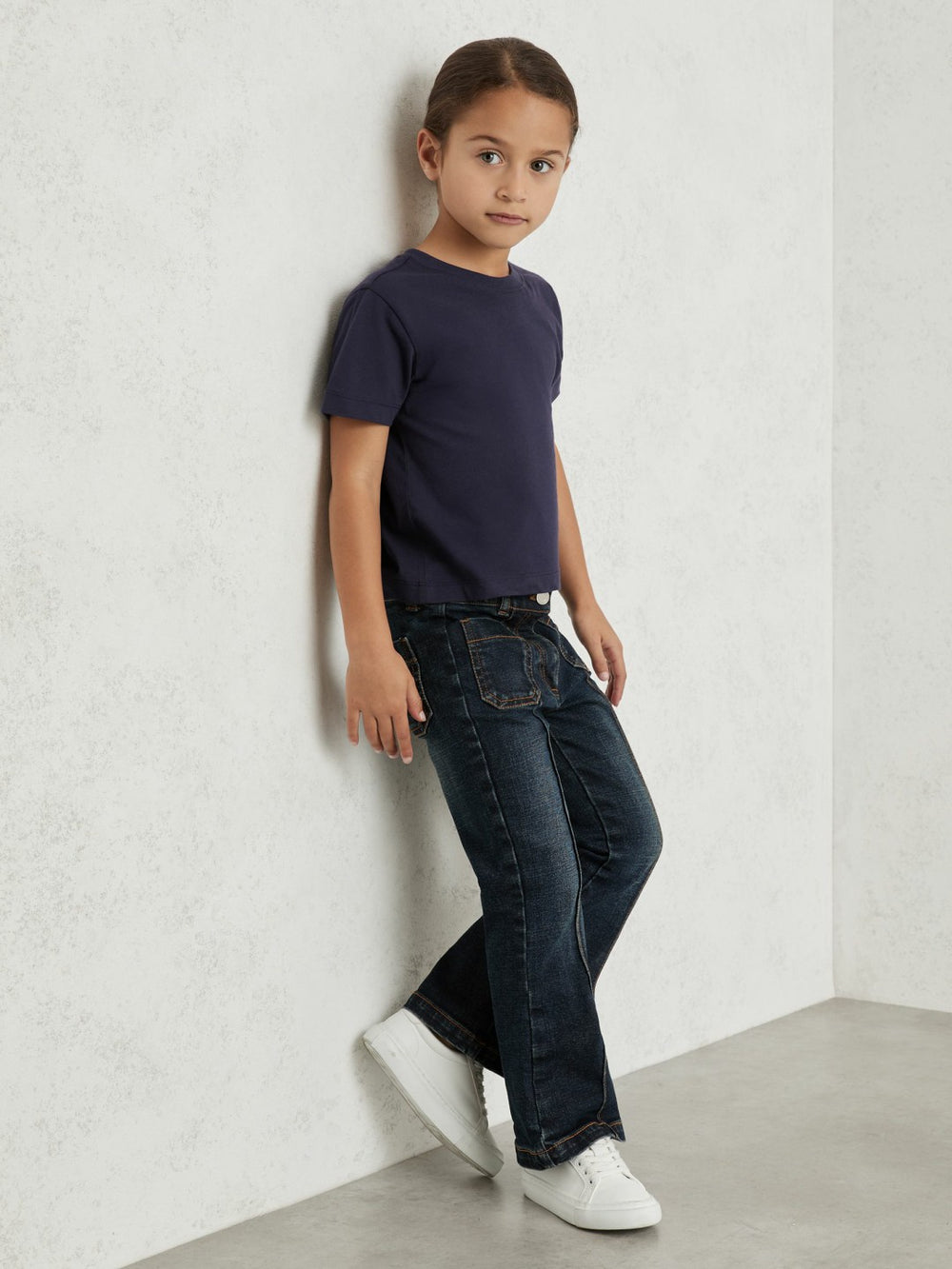 3-9 yrs Cotton Crew Neck T-Shirt Navy | Children