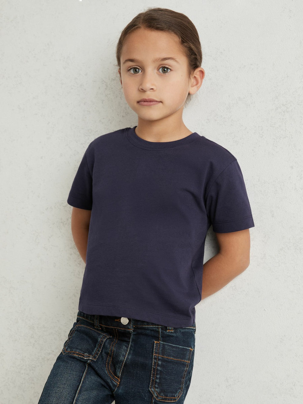 3-9 yrs Cotton Crew Neck T-Shirt Navy | Children