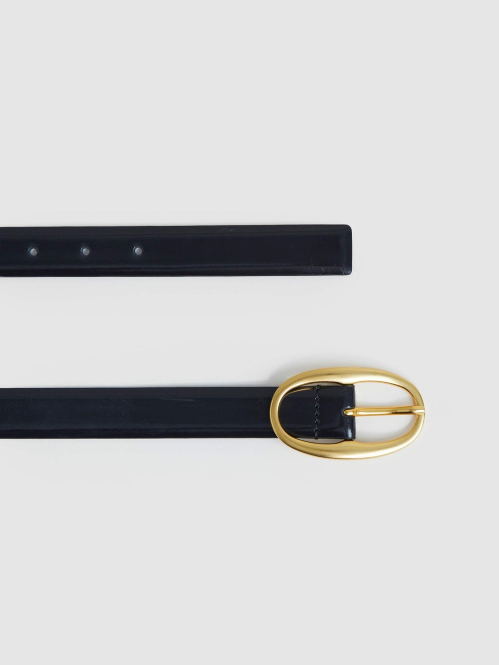 Patent Leather Oval Buckle Belt Navy | Womens