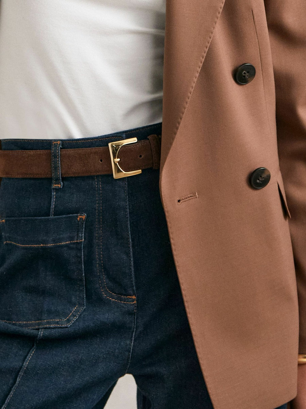 Suede Square Buckle Belt Chocolate | Womens