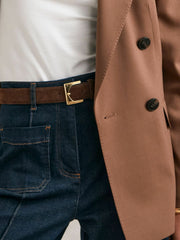 Suede Square Buckle Belt Chocolate | Womens