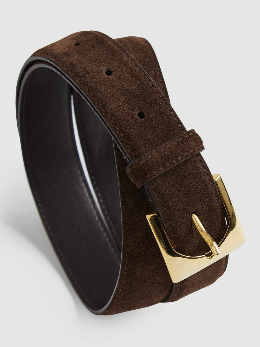 Suede Square Buckle Belt Chocolate | Womens