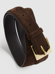 Suede Square Buckle Belt Chocolate | Womens