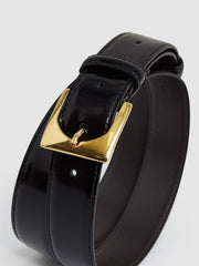 Suede Square Buckle Belt Black | Womens