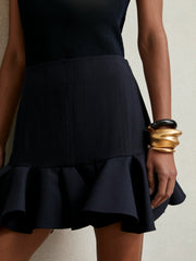 Ruffle-Hem Mini Skirt Navy | Womens