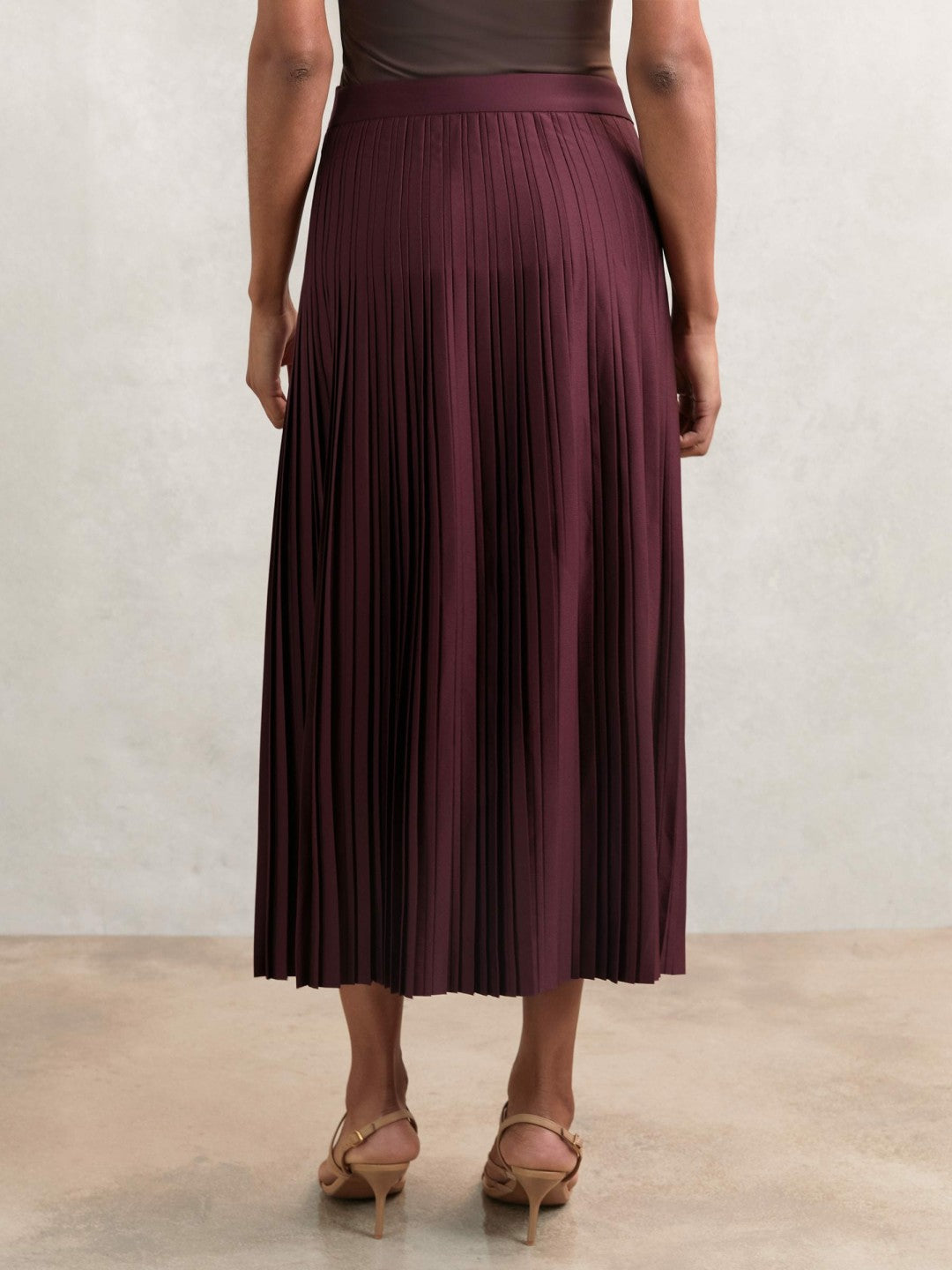 Pleated Midi Skirt Burgundy | Womens