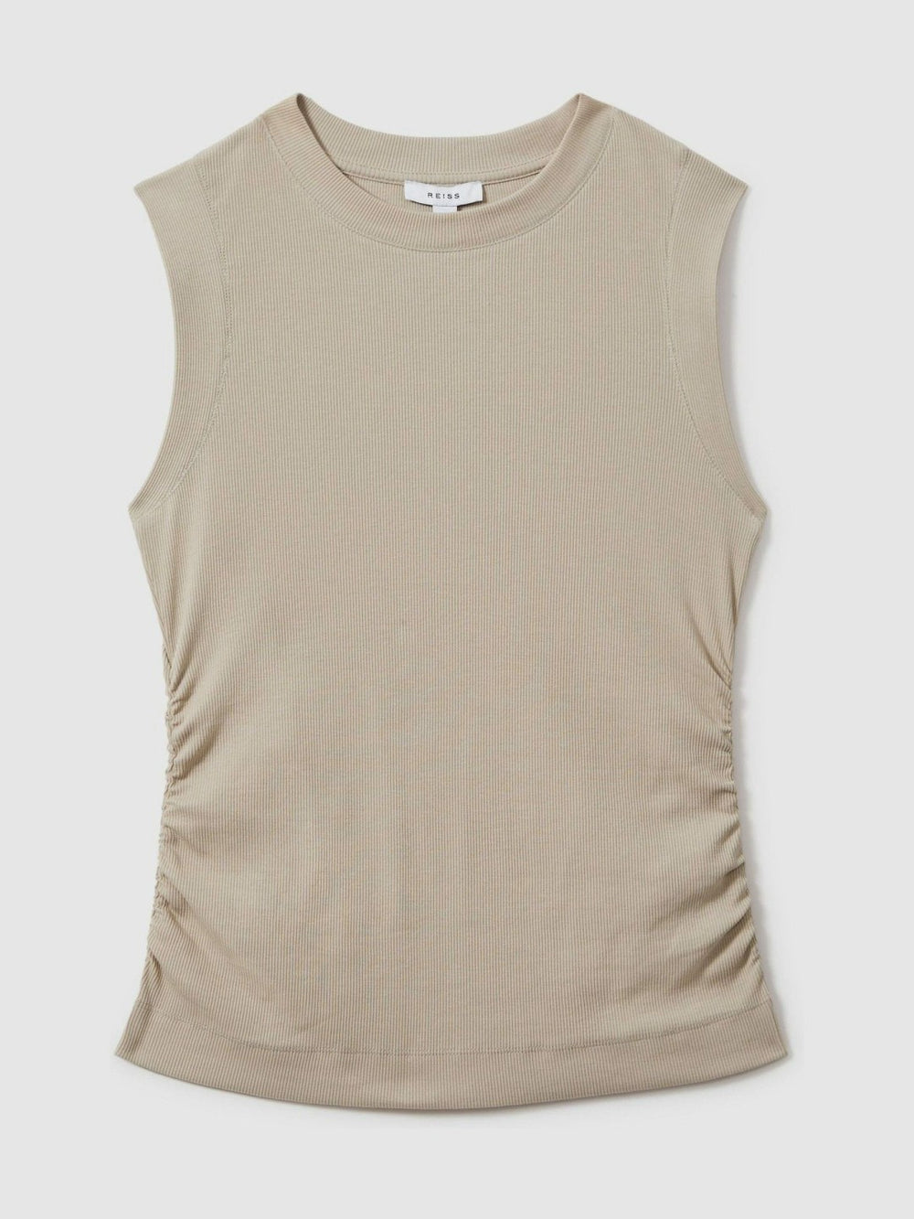 Ribbed Ruched Waist Vest Camel | Womens
