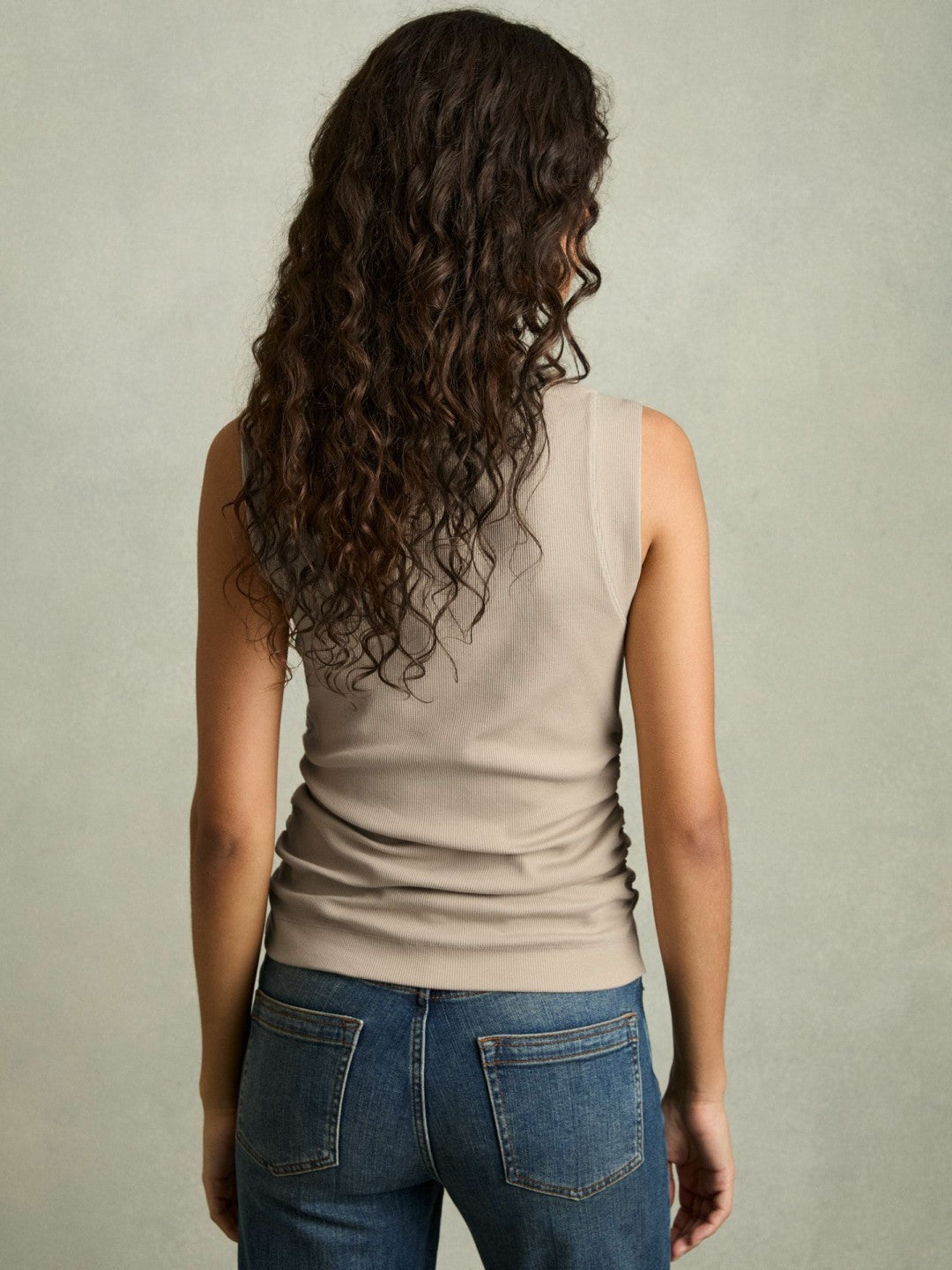 Ribbed Ruched Waist Vest Camel | Womens