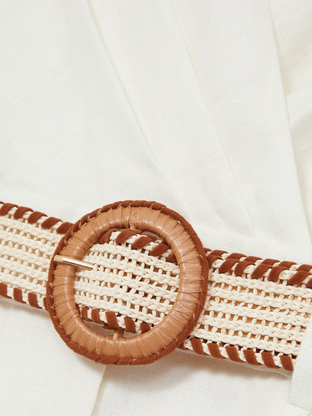 Linen Belted Sleeveless Wrap Playsuit Cream | Womens