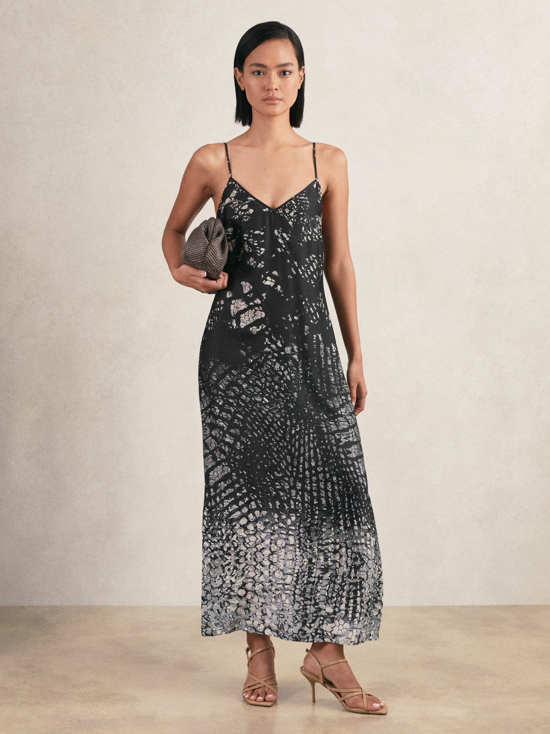 Printed Maxi Slip Dress Navy | Womens