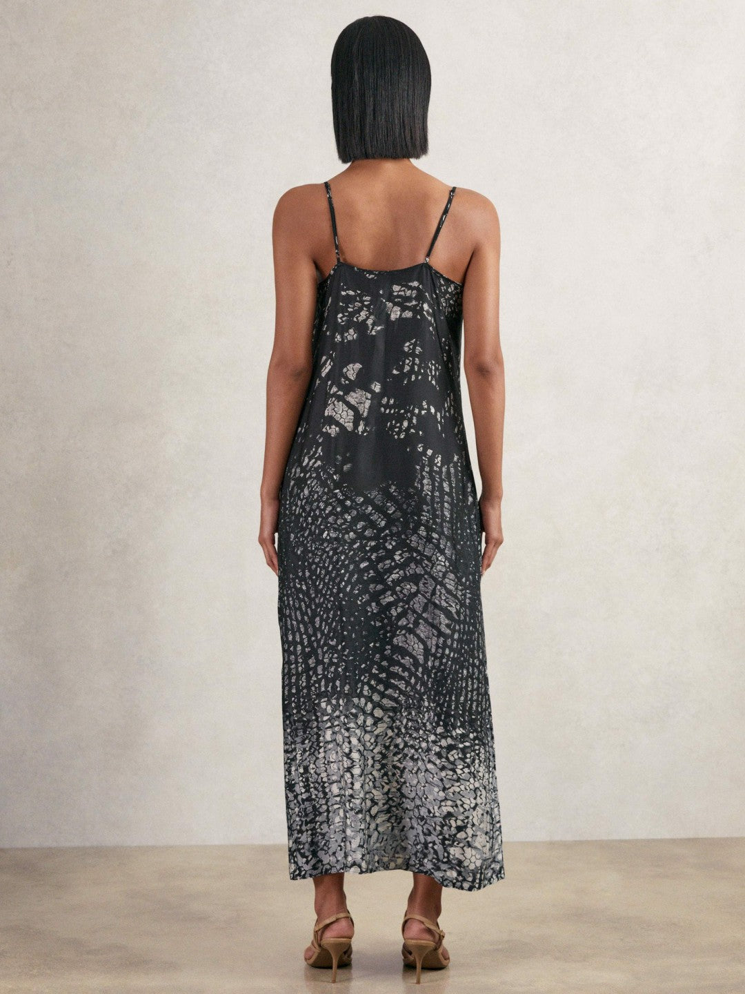 Printed Maxi Slip Dress Navy | Womens